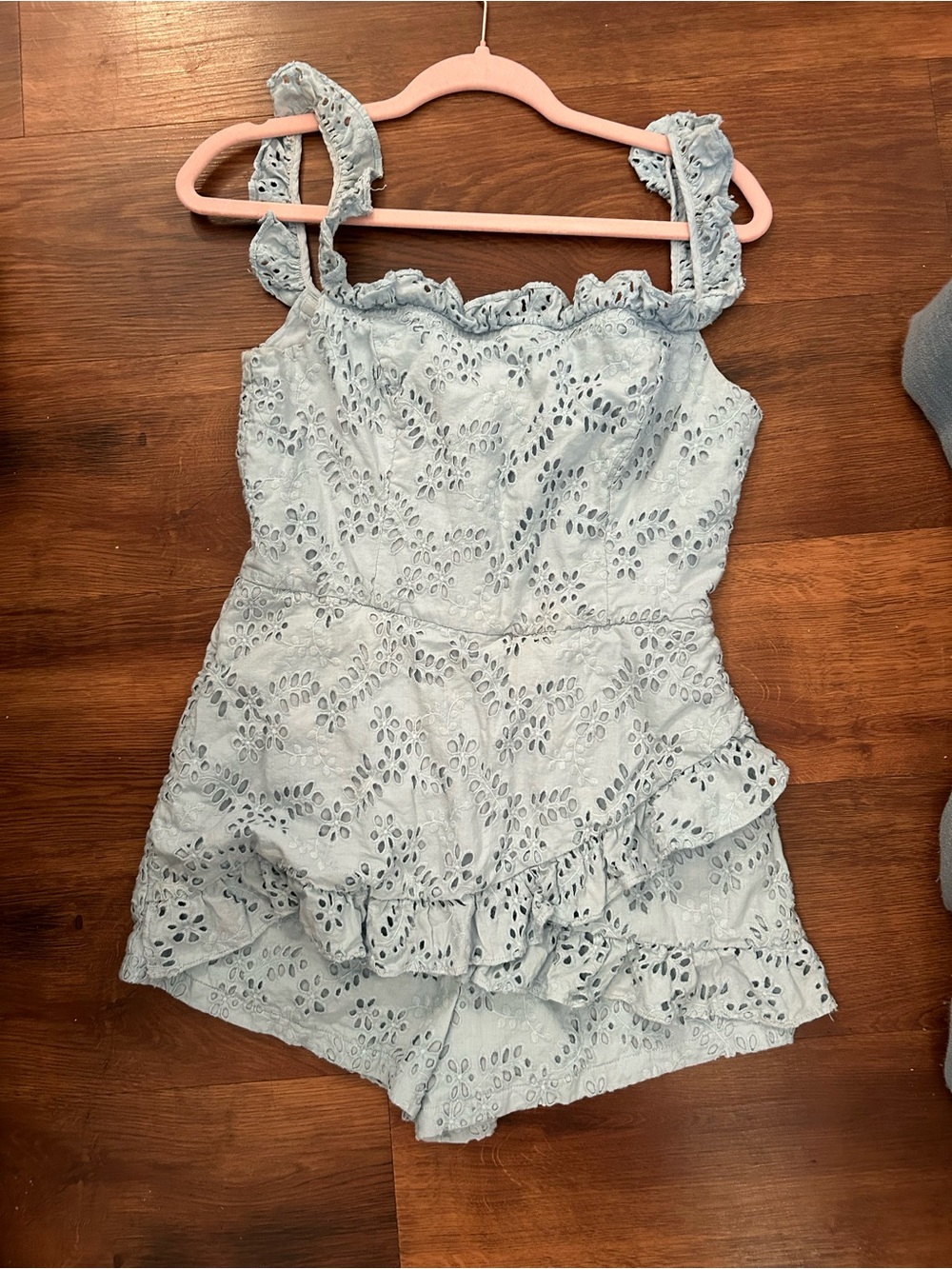 Light Blue Eyelet Ruffle Romper